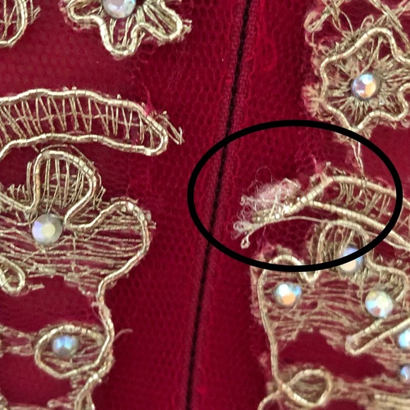 Red and gold 1 shoulder mermaid prom dress - Picture 8 of 8